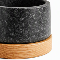 Ensemble mortier et pilon en granit avec base en bois de chêne et pilon extra large pour les épices et le guacamole