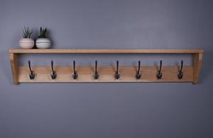 JUNJI Rustic Wooden Coat Rack with <strong>Corner</strong> Metal Wall Mounted Shelves for Living Room Home Decoration <strong>Storage</strong> <strong>Units</strong> - Product Image 2