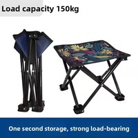 Tabouret pliant portable compact pour pique-nique, randonnée, pêche, plage, voyage, en métal haute résistance avec motif feuilles, vente en gros