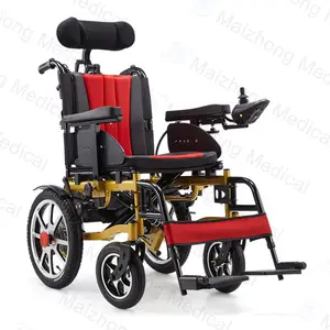 Полностью Автоматическая электрическая высокая спинка с откидной подкладкой электрическая инвалидная коляска складная для домашнего ухода