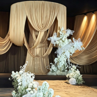 Rideau de fond blanc Muwei pour mariage, rideau d'arche de scène, toile de fond pour décoration de banquet de mariage, rideau ondulé de scène