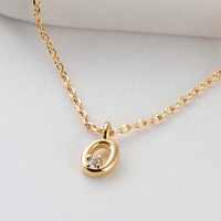 Collier avec pendentif lettre initiale en zircon plaqué or écologique en argent sterling 925, bijoux Gemnel 26 Alphabet