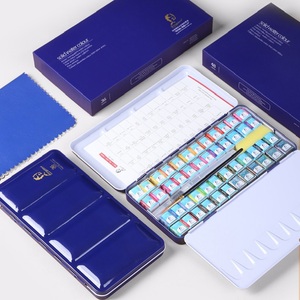 Nouveau Portable nacré solide aquarelle <span class=keywords><strong>peinture</strong></span> Logo personnalisé <span class=keywords><strong>Gouache</strong></span> Pigments <span class=keywords><strong>Gouache</strong></span> aquarelle <span class=keywords><strong>peinture</strong></span> ensemble avec pinceau - Product Image 2