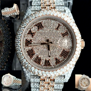 High-<b>End</b> Luxury 36MM Classic Ladies Mechanical Iced Diamond Stainless Steel Watch Moissanite Band 10 <b>Bar</b> Water Dial Bracelet - Product Image 1