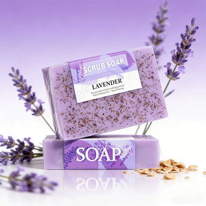 สบู่ลาเวนเดอร์ขัดผิวแบบแฮนด์เมด สบู่สครับอาบน้ำผสมน้ำมันหอมระเหยพรีเมียมแบบสกัดเย็น สำหรับผิวหน้าและผิวกาย เหมาะสำหรับผู้ชายและผู้หญิง - Product Image 2