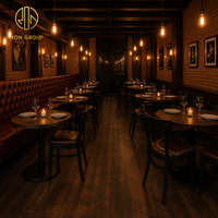 Ron Group Commerciële Metalen Stoel Ronde Houten Tafel Hoge Rug Lederen Booth Zitplaatsen Luxe Op Maat Gemaakt Restaurantmeubilair