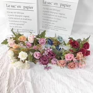 Bouquet de roses artificielles SEASON, <span class=keywords><strong>petit</strong></span>, 5 têtes, fleurs en soie, pour décoration de mariage et de la maison, bouquet de mariée - Product Image 1