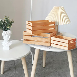 Panier de rangement en bois rectangulaire empilable, boîte en bois massif pour organiser les fruits et légumes dans la cuisine - Product Image 1