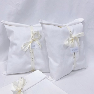 BSCI Logo personnalisé impression luxe sergé coton tissu enveloppe sac à main sac d'emballage avec <span class=keywords><strong>cravate</strong></span> <span class=keywords><strong>costume</strong></span> vêtements poussière coton <span class=keywords><strong>pochette</strong></span> à rabat - Product Image 4
