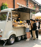 Chariot de vente multifonctionnel en aluminium pour café, lait, thé, crème glacée, hot-dogs, idéal pour les zones touristiques, les campings et les événements de plein air, remorque alimentaire pour barbecue