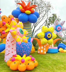 Nouvelle conception <span class=keywords><strong>Alice</strong></span> Wonderland parc à thème ballon <span class=keywords><strong>au</strong></span> sol gonflable fleurs gonflables en grappes modèle idées de fête décoratives - Product Image 6