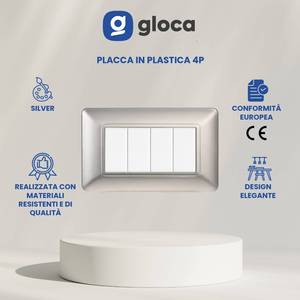 Plaque d'interrupteur mural Gloca 4 voies 4 interrupteurs en plastique design minimaliste installation facile lot de 3 argent - Product Image 3