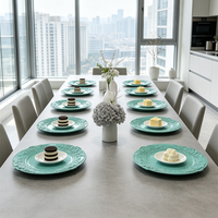 Assiette de présentation en plastique gaufré vert menthe à motif floral, 13 pouces, de luxe, pour mariages et réceptions élégantes en plein air