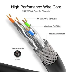 22 AWG doppio schermato doppino rame conduttore Cat8 cat 8 SFTP rete cavo Ethernet per centro dati ad alta velocità