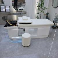 Mobilier de Barbier Haut de Gamme Moderne Style Thaïlandais, Lit de Lavage Inclinable de Luxe pour Soin Capillaire en Spa, Lit de Lavage à Shampooing avec Lumières