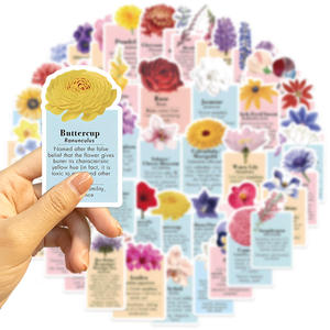 50PCS estilo de tinta romántico floral significado simbolismo literatura flor lenguaje pegatina - Product Image 3