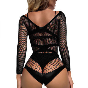 Ropa de dormir de talla grande para mujer, liguero de malla de rejilla, lencería Sexy, Tanga sin costuras, monos de una pieza, bragas caladas de encaje - Product Image 1