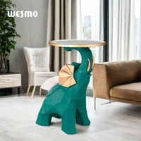 Sculpture d'éléphant vert de luxe sur pied, décoration de salon, table basse, statue d'animal décorative