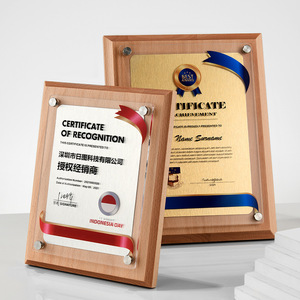 Rắn sồi gỗ nghệ thuật huy chương Honor giấy chứng nhận mảng vàng lá thủ công khắc khung gỗ cho chủ sở hữu nhà đại lý ủy quyền - Product Image 2