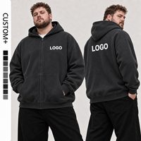 Blouson à capuche zippé ODM d'usine, 350-480 GSM, lourd, avec logo personnalisé, poignets côtelés, manches longues, décontracté, coupe oversize, style streetwear
