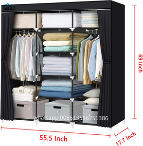 Grande armoire <span class=keywords><strong>pliable</strong></span> portable en tissu non tissé respirant et hermétique avec fermeture éclair - Product Image 6