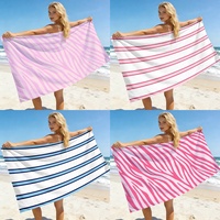 Serviette de plage estivale rayée à motifs tropicaux en microfibre ultra-fine, séchage rapide, absorbante, douce, portable, châle de mode sur mesure