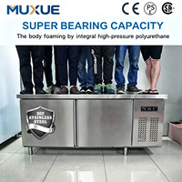 MUXUE 1.5M Pendingin Udara Stainless Steel Kulkas Komersial untuk Dapur, Freezer/Cooler Meja Kerja di Bawah Meja
