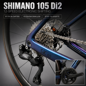 Bicicleta de Carretera de Fibra de Carbono 700C SHIMA-NO 105 Di2 R7170 24S con Cambio Electrónico, 7.6 kg Ultraligera, Bicicleta de Carreras Aerodinámica con Frenos de Disco - Product Image 3