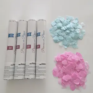 Gender Reveal Confetti Cannon Circle Heart Paper coriandoli biodegradabili Party Popper con carta da imballaggio personalizzata