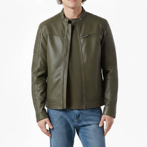 Veste en cuir sportive pour homme, fabriquée professionnellement, à la mode, col montant, manches longues, haute qualité, très vendue - Product Image 1