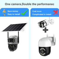 Caméras IP V380 à énergie solaire 4G WiFi, faible consommation d'énergie, étanches, sans fil, HD, couleur, moniteur, imagerie, jumelles, double objectif