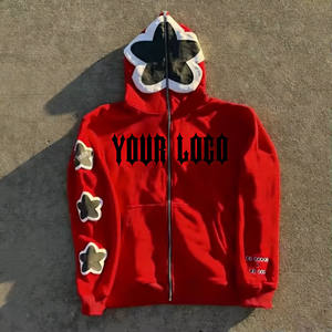 Sweat à capuche personnalisé Y2k avec impression en relief, 500 g/m², en molleton 3D, fermeture éclair intégrale, coupe ample, violet, streetwear pour hommes - Product Image 2