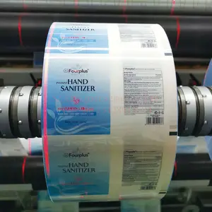 Personnalisé imprimé 40-100 microns en plastique rouleau de papier d'aluminium laminé film d'emballage pour le désinfectant de main d'emballage