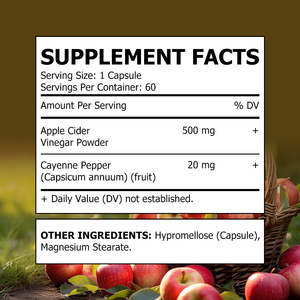 Top Quality Apple Cider <b>Vinegar</b> Capsules Convenient Digestive Support Promotes Steady Energy with Apple Cider 60 Capsules - Product Image 2