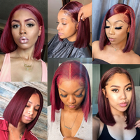 Perruques Lace Front en Cheveux Humains Vierges 13*4 BOB Courtes Lisses, Peuvent Être Permanentes et Teintes