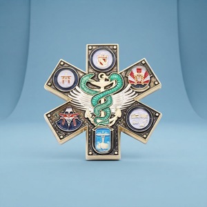 Moneda Conmemorativa Personalizada 3D Estrella de la Vida, Aleación de Zinc, Caduceo, Serpiente, Monedas Metálicas para Regalo de Reconocimiento al Servicio de Paramédicos EMS <span class=keywords><strong>EMT</strong></span> - Product Image 1