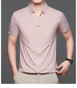IStapromo Gifts - Polo de golf para hombre con cuello en V, camiseta de alta elasticidad sin costuras, blusa con cuello de solapa, top ajustado - Product Image 5