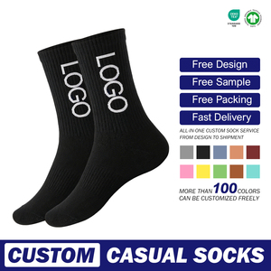 Calzini personalizzati Design proprio Logo equipaggio calze di cotone nero uomo Sport calzino Elite calcetine nessun minimo ordine privato la tua etichetta di bambù - Product Image 1