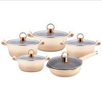 Ensemble de casseroles en aluminium brossé de qualité supérieure, 10 pièces, 24, 26, 28, 30 cm, épaisseur renforcée, poignée rivetée pour une sécurité accrue, export en gros