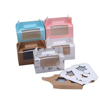 Cajas de Papel para Alimentos con Impresión Personalizada, Asa para Cupcakes, Ventana Transparente, Relieve, Laminación Mate, Materiales Reciclados