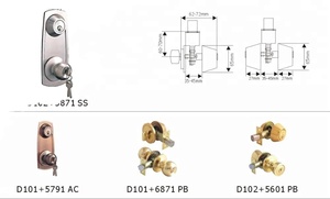 Ensemble de serrures de porte WEKIS en acier inoxydable finition chrome satiné, sans clé, ANSI Grade 2, avec bouton combiné, levier et pêne dormant, entraxe 60 mm - Product Image 6