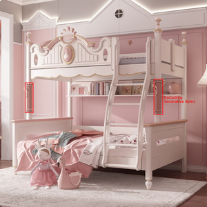 Castle Bed World Cama <span class=keywords><strong>litera</strong></span> con temática de niña, tipo loft de doble nivel, con tobogán y almacenamiento, para niños pequeños y adultos grandes - Product Image 4