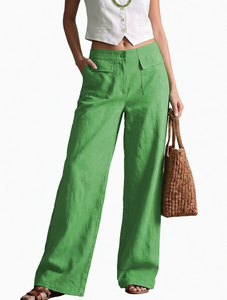 Pantalones Anchos Vintage de Cintura Alta, Corte Holgado, Casuales, con Bolsillos Grandes, para Mujer - Product Image 1