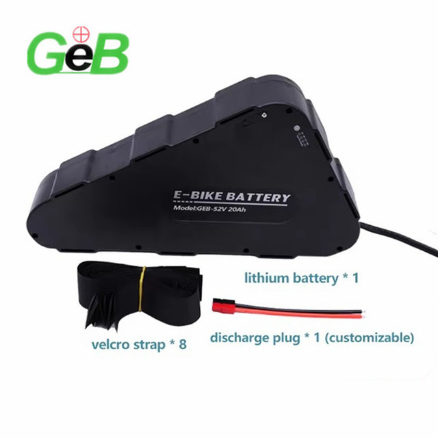 GEB Triangle Battery 48V 52V 60V 72V 20Ah 30Ah 40Ah 45Ah Electric Bicycle Batteries Ebike Battery with Black Metal Case 2000W