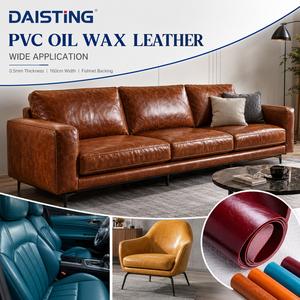 Rouleau <span class=keywords><strong>de</strong></span> cuir synthétique PVC effet huile cirée, simili cuir Rexine, pour revêtement <span class=keywords><strong>de</strong></span> canapé, intérieur <span class=keywords><strong>de</strong></span> voiture, sacs et pochettes, vente en gros, stock OEM - Product Image 2