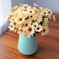 Bouquet de tournesols artificiels en soie avec tiges, imperméables, pour mariages, Halloween, arrangements floraux d'automne, vente en gros, décoration intérieure