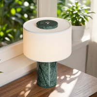 Lampe de table LED moderne en marbre vert, style nordique, 3 couleurs, à intensité variable, avec abat-jour en tissu, pour chambre à coucher, chevet, salon et bureau