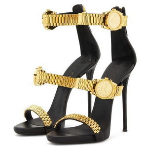 Design Women <b>Summer</b> High Heels Shoes Gold Ankle Watch <b>Decoration</b> Open Toe Hot Sale Black <b>Summer</b> Women Dress Sandals - Product Image 5