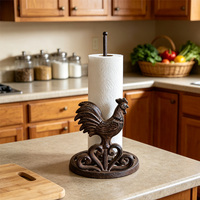 Porte-serviettes en fonte de fer au design rustique et charmant, en forme de coq, accessoire de comptoir de cuisine sur pied