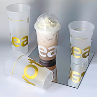 Gobelets en plastique jetables transparents en PP pour café et boba, 6oz, 8oz, 12oz, 16oz, 32oz, avec couvercle, personnalisables avec logo, pour boissons froides, vente en gros